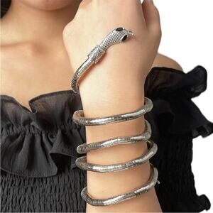 Silver Tone Snake Bendable Bracelet Necklace